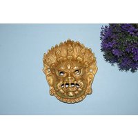 Messing Nazar Battu Wanddekor | Wütend Buddha Gesicht Kunst Wandbehang Terrasse & Haus Im Freien Willkommen von DeepEnlightenment