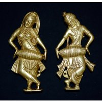 Messing Radha Krishna Türgriff | Lord Radhe Kanha Tempel Willkommen von DeepEnlightenment