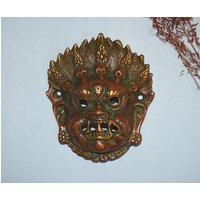Messing Teufel Gesicht Wandhalterung Kleiderbügel | Feng Shui Maske Wandbehang Dekor Outdoor Prunkstück Evil Eye Beschützer von DeepEnlightenment