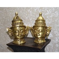 Parvati Und Shiva Maske Home Design | Messing Mukhlingam Prunkstück Statuen Traditioneller Interior Haus & Büro Altar von DeepEnlightenment