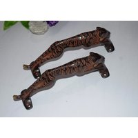 Messing Türgriff Paar Springende Tiger | Feline Kitty Figur Fenster Küche Pull Zeichnung Raum Schminktisch Dekor Zubehör von DeepEnlightenment