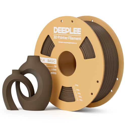 DEEPLEE Basic PLA Filament 1.75mm, Stärkere Zähigkeit 3D Drucker Filament, Braun 1KG von Deeplee
