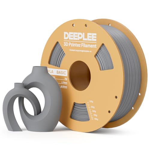 DEEPLEE Basic PLA Filament 1.75mm, Stärkere Zähigkeit 3D Drucker Filament, Grau 1KG DEEPLEE Basic PLA Filament 1.75mm, Stärkere Zähigkeit 3D Drucker Filament, Grau 1KG von Deeplee