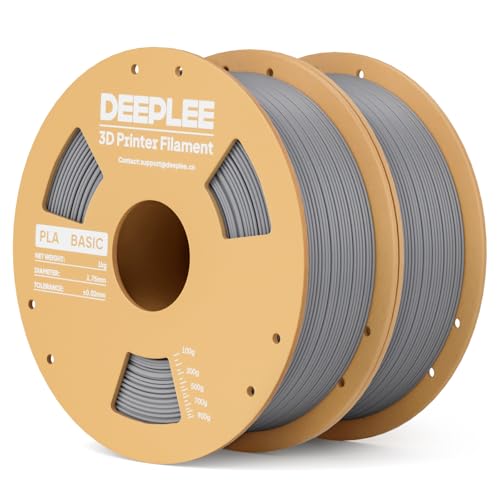 DEEPLEE Basic PLA Filament 1.75mm, Stärkere Zähigkeit 3D Drucker Filament, Grau 2KG DEEPLEE Basic PLA Filament 1.75mm, Stärkere Zähigkeit 3D Drucker Filament, Grau 2KG von Deeplee