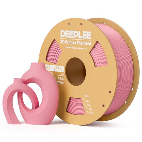 DEEPLEE Basic PLA Filament 1.75mm, Stärkere Zähigkeit 3D Drucker Filament, Rosa 1KG von Deeplee