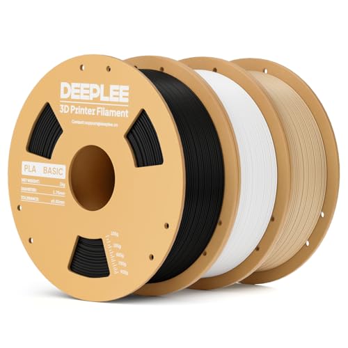 DEEPLEE Basic PLA Filament 1.75mm, Stärkere Zähigkeit 3D Drucker Filament, Schwarz/Weiß/Beige von Deeplee