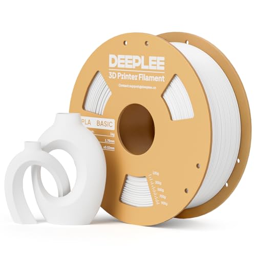 DEEPLEE Basic PLA Filament 1.75mm, Stärkere Zähigkeit 3D Drucker Filament, Weiß 1KG von Deeplee