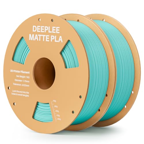 DEEPLEE Matte PLA Filament 1.75mm 3D Drucker Filament, Maßgenauigkeit +/- 0.02mm, für die meisten FDM 3D Drucker, Blaugrün 2KG von Deeplee