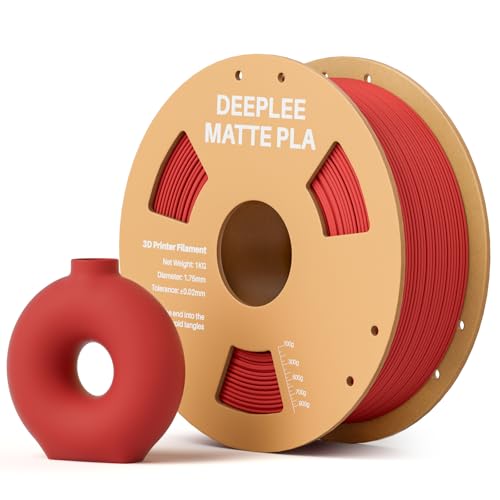 DEEPLEE Matte PLA Filament 1.75mm 3D Drucker Filament, Maßgenauigkeit +/- 0.02mm, für die meisten FDM 3D Drucker, Rubinrot 1KG von Deeplee
