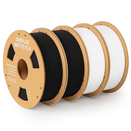 DEEPLEE Matte PLA Filament 1.75mm 3D Drucker Filament, Maßgenauigkeit +/- 0.02mm, für die meisten FDM 3D Drucker, Schwarz 2KG und Weiß 2KG von Deeplee