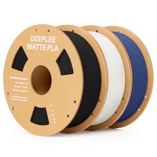 DEEPLEE Matte PLA Filament 1.75mm 3D Drucker Filament, Maßgenauigkeit +/- 0.02mm, für die meisten FDM 3D Drucker, Schwarz Weiß Marineblau 3KG von Deeplee
