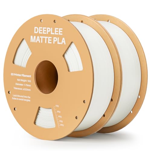 DEEPLEE Matte PLA Filament 1.75mm 3D Drucker Filament, Maßgenauigkeit +/- 0.02mm, für die meisten FDM 3D Drucker, Weiß 2KG von Deeplee
