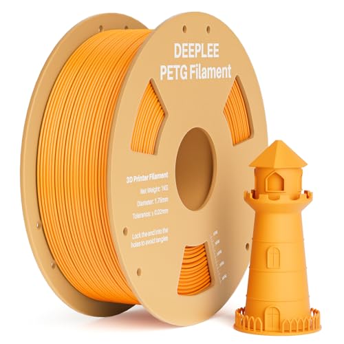 DEEPLEE PETG Filament 1.75mm, 3D Drucker PETG Filament Maßgenauigkeit +/- 0.02 mm für die meisten FDM 3D Drucker, Orange 1KG von Deeplee