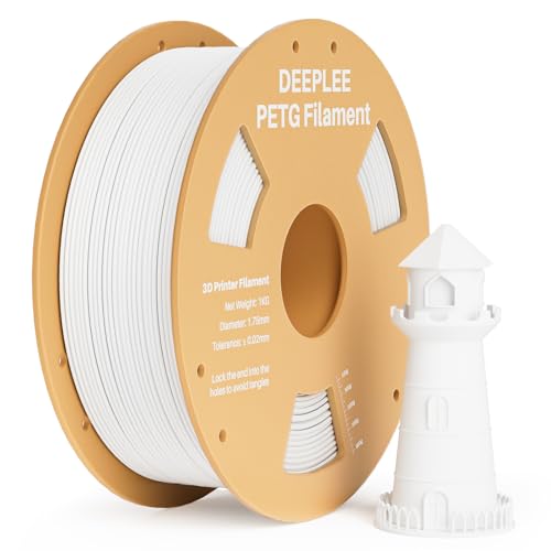 DEEPLEE PETG Filament 1.75mm, 3D Drucker PETG Filament Maßgenauigkeit +/- 0.02 mm für die meisten FDM 3D Drucker, Weiß 1KG von Deeplee