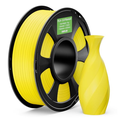 DEEPLEE PLA+ 2.0 Filament 1.75mm, Stärkere Zähigkeit 3D Drucker Filament, Gelb 1KG, Upgrade PLA Plus 3D Printer Filament, High Speed PLA+ Filament für die meisten FDM 3D Drucker von Deeplee