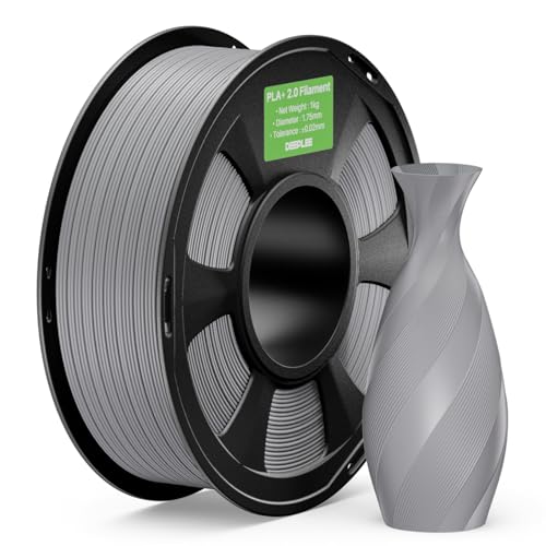 DEEPLEE PLA+ 2.0 Filament 1.75mm, Stärkere Zähigkeit 3D Drucker Filament, Grau 1KG, Upgrade PLA Plus 3D Printer Filament, High Speed PLA+ Filament für die meisten FDM 3D Drucker von Deeplee
