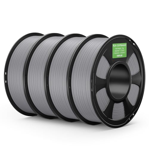 DEEPLEE PLA+ 2.0 Filament 1.75mm, Stärkere Zähigkeit 3D Drucker Filament, Grau 4KG, Upgrade PLA Plus 3D Printer Filament, High Speed PLA+ Filament für die meisten FDM 3D Drucker von Deeplee