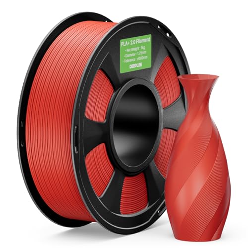 DEEPLEE PLA+ 2.0 Filament 1.75mm, Stärkere Zähigkeit 3D Drucker Filament, Rot 1KG, Upgrade PLA Plus 3D Printer Filament, High Speed PLA+ Filament für die meisten FDM 3D Drucker von Deeplee