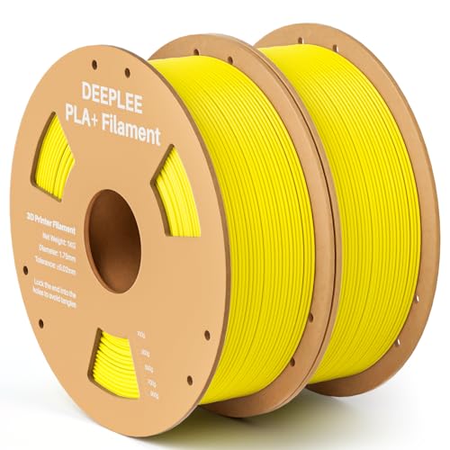 DEEPLEE PLA+ Filament 1.75mm, PLA Plus 3D Drucker Filament, Maßgenauigkeit +/- 0,02 mm, Filament 3D-Druckmaterialien, Gelb 2kg (1kg/Spool) von Deeplee