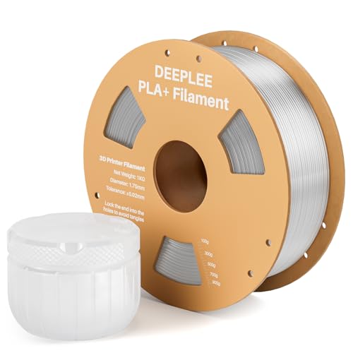 DEEPLEE PLA+ Filament 1.75mm, PLA Plus 3D Drucker Filament, Maßgenauigkeit +/- 0,02 mm, Filament 3D-Druckmaterialien, Klar 1kg (2,2lbs) von Deeplee
