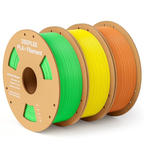 DEEPLEE PLA+ Filament 1.75mm, PLA Plus 3D Drucker Filament, Maßgenauigkeit +/- 0,02 mm, Filament 3D-Druckmaterialien, Lichtgrün Orange Gelb 3KG von Deeplee