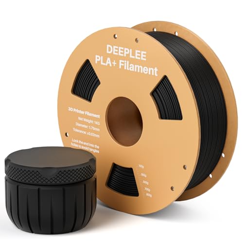 DEEPLEE PLA+ Filament 1.75mm, PLA Plus 3D Drucker Filament, Maßgenauigkeit +/- 0,02 mm, Filament 3D-Druckmaterialien, Schwarz 1kg (2,2lbs) von Deeplee