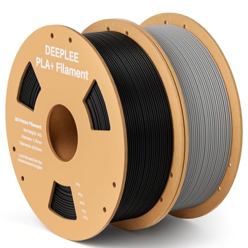 DEEPLEE PLA+ Filament 1.75mm, PLA Plus 3D Drucker Filament, Maßgenauigkeit +/- 0,02 mm, Filament 3D-Druckmaterialien, Schwarz 1kg Grau 1kg von Deeplee