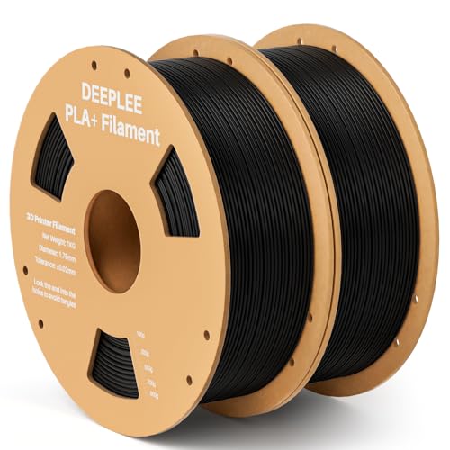 DEEPLEE PLA+ Filament 1.75mm, PLA Plus 3D Drucker Filament, Maßgenauigkeit +/- 0,02 mm, Filament 3D-Druckmaterialien, Schwarz 2kg (1kg/Spool) von Deeplee