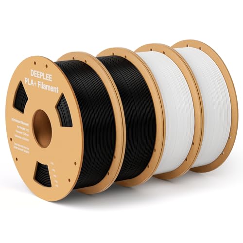 DEEPLEE PLA+ Filament 1.75mm, PLA Plus 3D Drucker Filament, Maßgenauigkeit +/- 0,02 mm, Filament 3D-Druckmaterialien, Schwarz 2kg Weiß 2kg von Deeplee