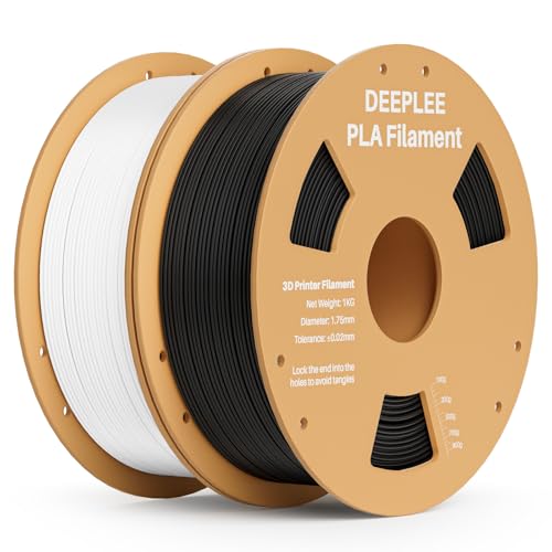 DEEPLEE PLA Filament 1.75mm, 3D Drucker Filament 2kg (1KG/Spool), Maßgenauigkeit +/- 0,02 mm, Filament 3D-Druckmaterialien, Schwarz 1kg Weiß 1kg von Deeplee