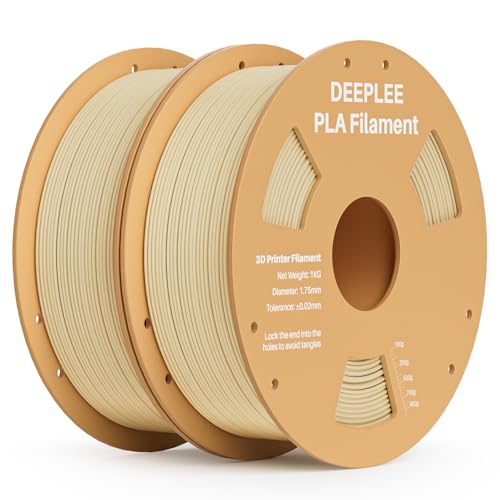 DEEPLEE PLA Filament 1.75mm, 3D Drucker Filament 2kg (1KG/Spool), Maßgenauigkeit +/- 0,02 mm, Filament 3D-Druckmaterialien für FDM 3D Drucker, Beige von Deeplee