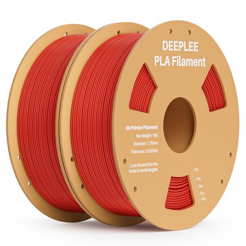 DEEPLEE PLA Filament 1.75mm, 3D Drucker Filament 2kg (1KG/Spool), Maßgenauigkeit +/- 0,02 mm, Filament 3D-Druckmaterialien für FDM 3D Drucker, Rot von Deeplee