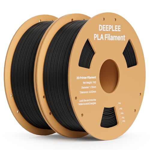 DEEPLEE PLA Filament 1.75mm, 3D Drucker Filament 2kg (1KG/Spool), Maßgenauigkeit +/- 0,02 mm, Filament 3D-Druckmaterialien für FDM 3D Drucker, Schwarz von Deeplee