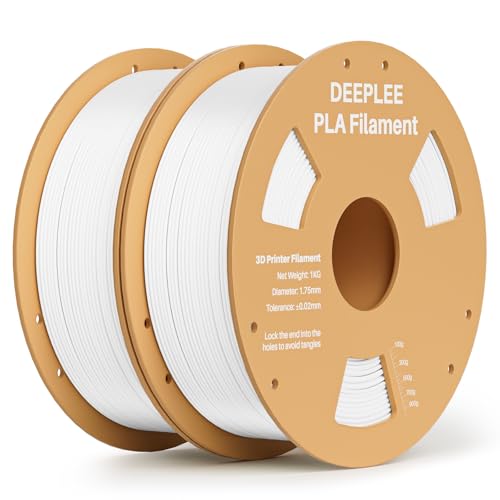 DEEPLEE PLA Filament 1.75mm, 3D Drucker Filament 2kg (1KG/Spool), Maßgenauigkeit +/- 0,02 mm, Filament 3D-Druckmaterialien für FDM 3D Drucker, Weiß von Deeplee