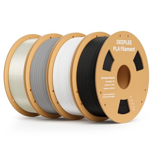 DEEPLEE PLA Filament 1.75mm, 3D Drucker Filament 4kg, Maßgenauigkeit +/- 0,02 mm, Filament 3D-Druckmaterialien für FDM 3D Drucker, Schwarz Weiß Grau Klar 4KG DEEPLEE PLA Filament 1.75mm, 3D Drucker Filament 4kg, Maßgenauigkeit +/- 0,02 mm, Filament 3D-Druckmaterialien für FDM 3D Drucker, Schwarz Weiß Grau Klar 4KG von Deeplee