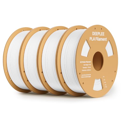 DEEPLEE PLA Filament 1.75mm, 3D Drucker Filament 4kg (1KG/Spool), Maßgenauigkeit +/- 0,02 mm, Filament 3D-Druckmaterialien für FDM 3D Drucker, Weiß von Deeplee