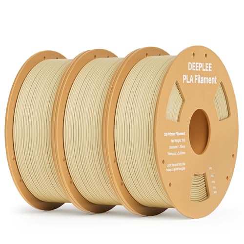 DEEPLEE PLA Filament 1.75mm, 3D Drucker Filament 3kg, Maßgenauigkeit +/- 0,02 mm, Filament 3D-Druckmaterialien für FDM 3D Drucker, Beige 3KG von Deeplee