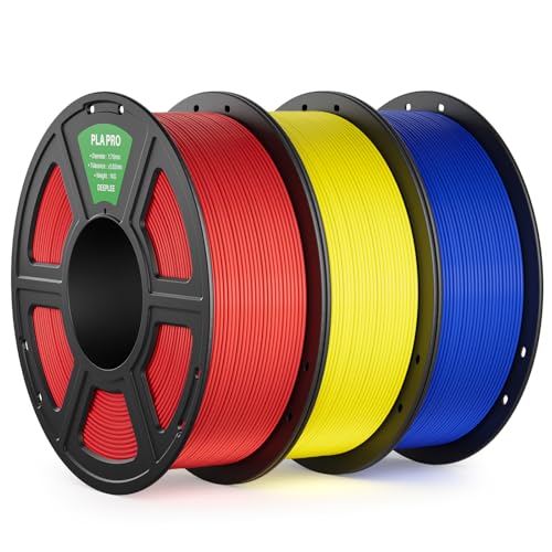 DEEPLEE PLA PRO Filament 1.75mm, Stärkere Zähigkeit 3D Drucker Filament, PLA Filament Maßgenauigkeit ±0.02 mm, Sauber gewickelt, Passend für die meisten FDM 3D Drucker, Rot Gelb Blau, 3KG von Deeplee