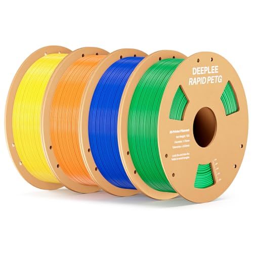 DEEPLEE Rapid PETG Filament 1.75mm, High Speed 3D Drucker Filament up to 600mm/s, Maßgenauigkeit +/- 0.02 mm für die meisten FDM 3D Drucker, Gelb Orange Blau Grün 4KG von Deeplee