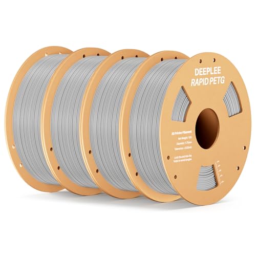 DEEPLEE Rapid PETG Filament 1.75mm, High Speed 3D Drucker Filament up to 600mm/s, Maßgenauigkeit +/- 0.02 mm für die meisten FDM 3D Drucker, Grau 4KG von Deeplee