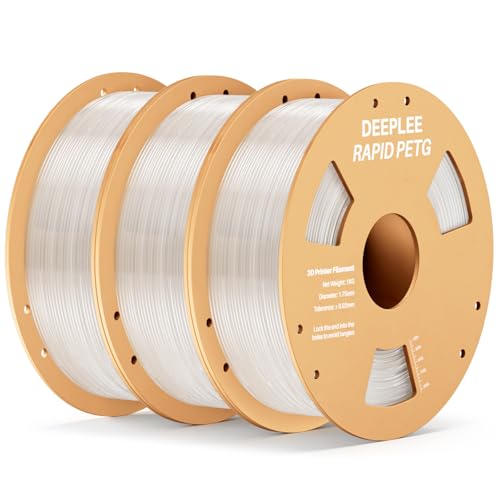 DEEPLEE Rapid PETG Filament 1.75mm, High Speed 3D Drucker Filament up to 600mm/s, Maßgenauigkeit +/- 0.02 mm für die meisten FDM 3D Drucker, Klar 3KG von Deeplee