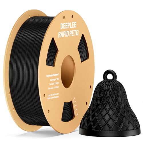 DEEPLEE Rapid PETG Filament 1.75mm, High Speed 3D Drucker Filament up to 600mm/s, Maßgenauigkeit +/- 0.02 mm für die meisten FDM 3D Drucker, Schwarz 1KG von Deeplee