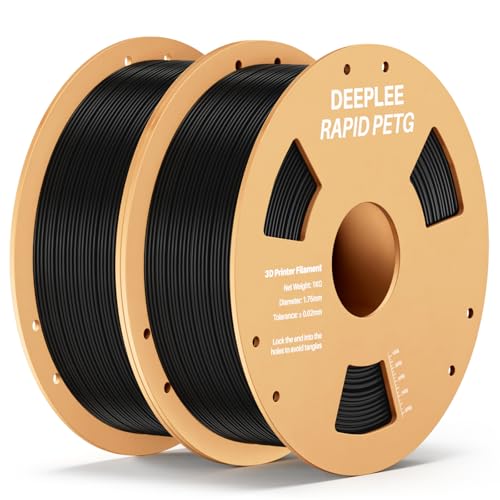 DEEPLEE Rapid PETG Filament 1.75mm, High Speed 3D Drucker Filament up to 600mm/s, Maßgenauigkeit +/- 0.02 mm für die meisten FDM 3D Drucker, Schwarz 2KG von Deeplee