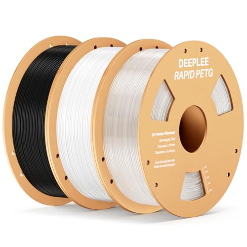 DEEPLEE Rapid PETG Filament 1.75mm, High Speed 3D Drucker Filament up to 600mm/s, Maßgenauigkeit +/- 0.02 mm für die meisten FDM 3D Drucker, Schwarz Weiß Klar 3KG DEEPLEE Rapid PETG Filament 1.75mm, High Speed 3D Drucker Filament up to 600mm/s, Maßgenauigkeit +/- 0.02 mm für die meisten FDM 3D Drucker, Schwarz Weiß Klar 3KG von Deeplee