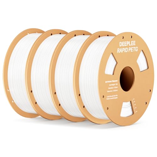 DEEPLEE Rapid PETG Filament 1.75mm, High Speed 3D Drucker Filament up to 600mm/s, Maßgenauigkeit +/- 0.02 mm für die meisten FDM 3D Drucker, Weiß 4KG von Deeplee
