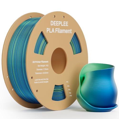 DEEPLEE Silk PLA Filament, Shiny Silk 3D Drucker Filament 1.75mm, Multicolor Filament PLA, Maßgenauigkeit +/- 0.02mm, 1kg(2.2lb) Spule, Dual Color, Blau-Grün 1KG von Deeplee