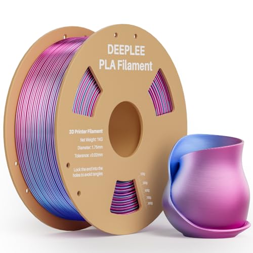 DEEPLEE Silk PLA Filament, Shiny Silk 3D Drucker Filament 1.75mm, Multicolor Filament PLA, Maßgenauigkeit +/- 0.02mm, 1kg(2.2lb) Spule, Dual Color, Blau-Violett 1KG von Deeplee