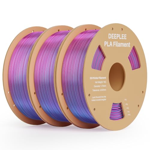 DEEPLEE Silk PLA Filament, Shiny Silk 3D Drucker Filament 1.75mm, Multicolor Filament PLA, Maßgenauigkeit +/- 0.02mm, 1kg(2.2lb) Spule, Dual Color, Blau-Violett 3KG von Deeplee