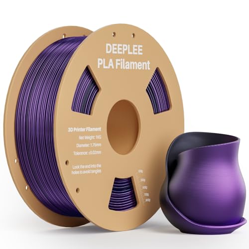 DEEPLEE Silk PLA Filament, Shiny Silk 3D Drucker Filament 1.75mm, Multicolor Filament PLA, Maßgenauigkeit +/- 0.02mm, 1kg(2.2lb) Spule, Dual Color, Schwarz Violett 1KG von Deeplee