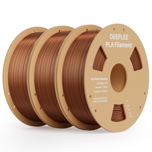 DEEPLEE Silk PLA Filament, Shiny Silk 3D Drucker Filament 1.75mm, Multicolor Filament PLA, Maßgenauigkeit +/- 0.02mm, 1kg(2.2lb) Spule, Kupfer 3KG von Deeplee